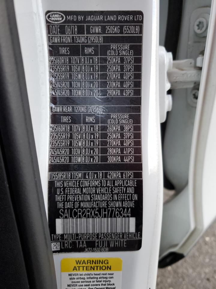 2018 Land Rover Discovery Sport Hse VIN: SALCR2RX5JH776344 Lot: 92593645