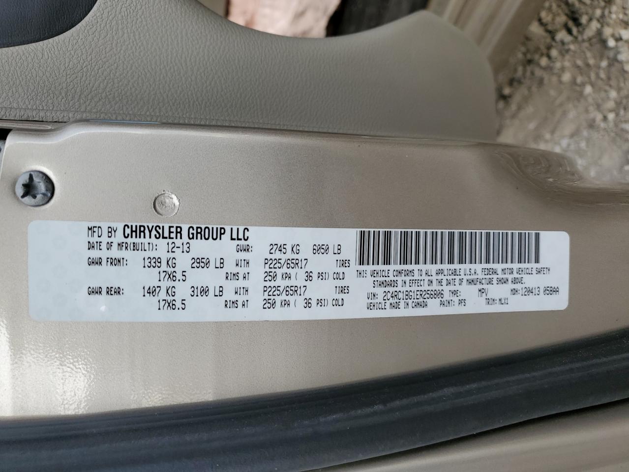 2014 Chrysler Town & Country Touring VIN: 2C4RC1BG1ER256806 Lot: 92252595