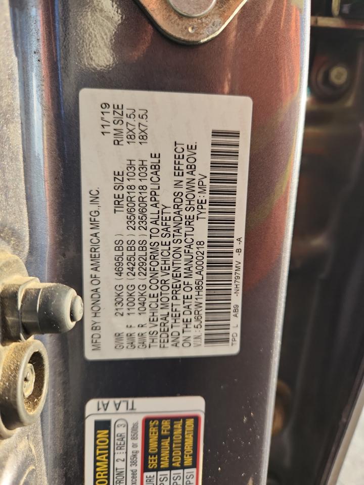 2020 Honda Cr-V Exl VIN: 5J6RW1H85LA000218 Lot: 93104895