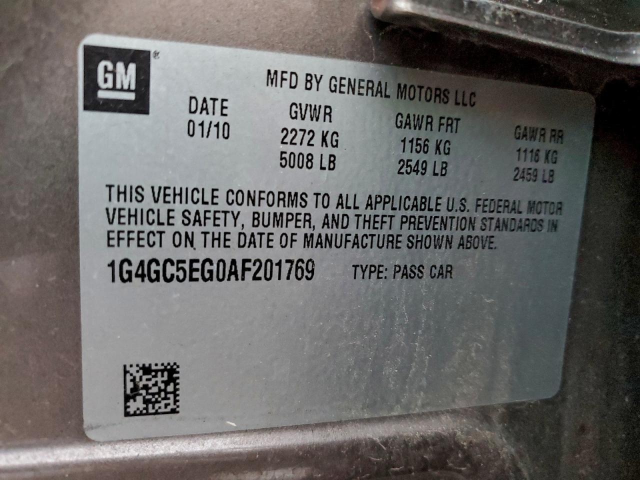 2010 Buick Lacrosse Cxl VIN: 1G4GC5EG0AF201769 Lot: 94641025