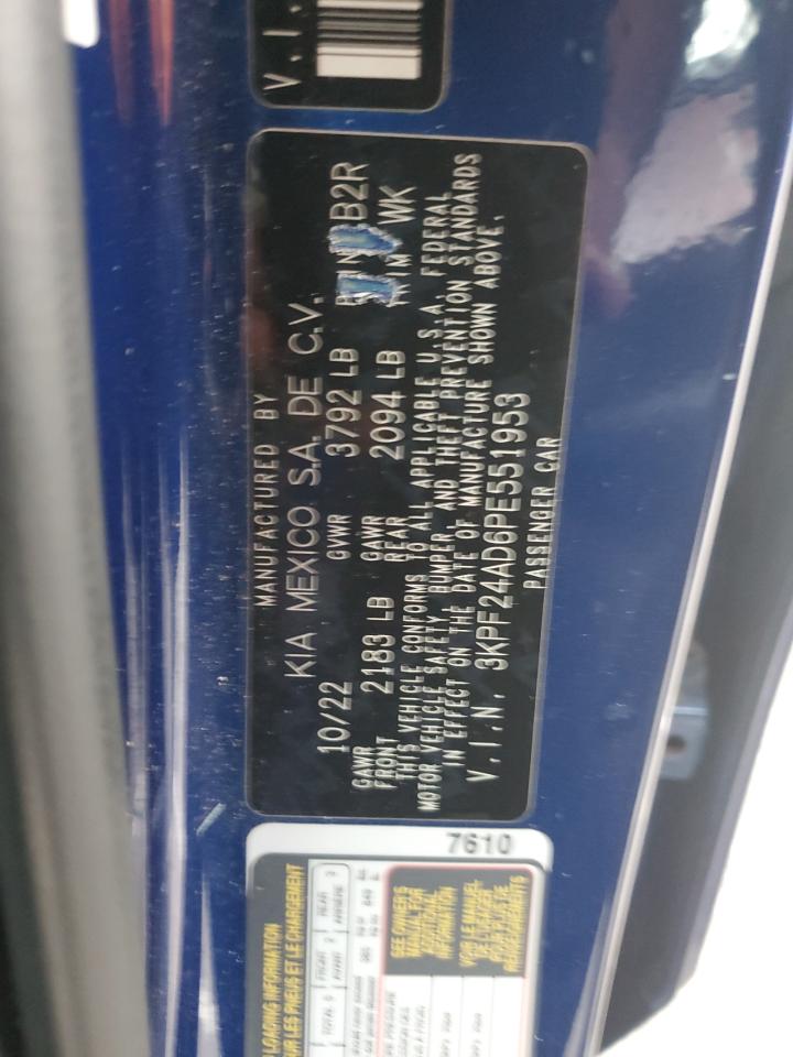 2023 Kia Forte Lx VIN: 3KPF24AD6PE551953 Lot: 93416645