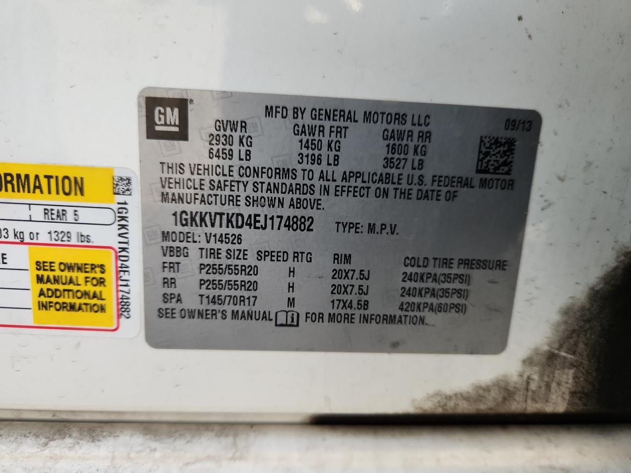 2014 GMC Acadia Denali VIN: 1GKKVTKD4EJ174882 Lot: 91705505