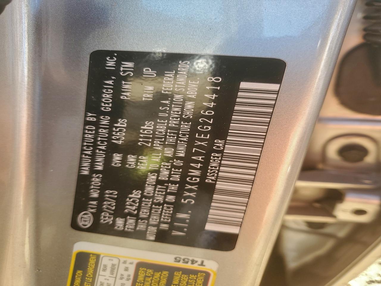 2014 Kia Optima Lx VIN: 5XXGM4A7XEG264418 Lot: 94741885