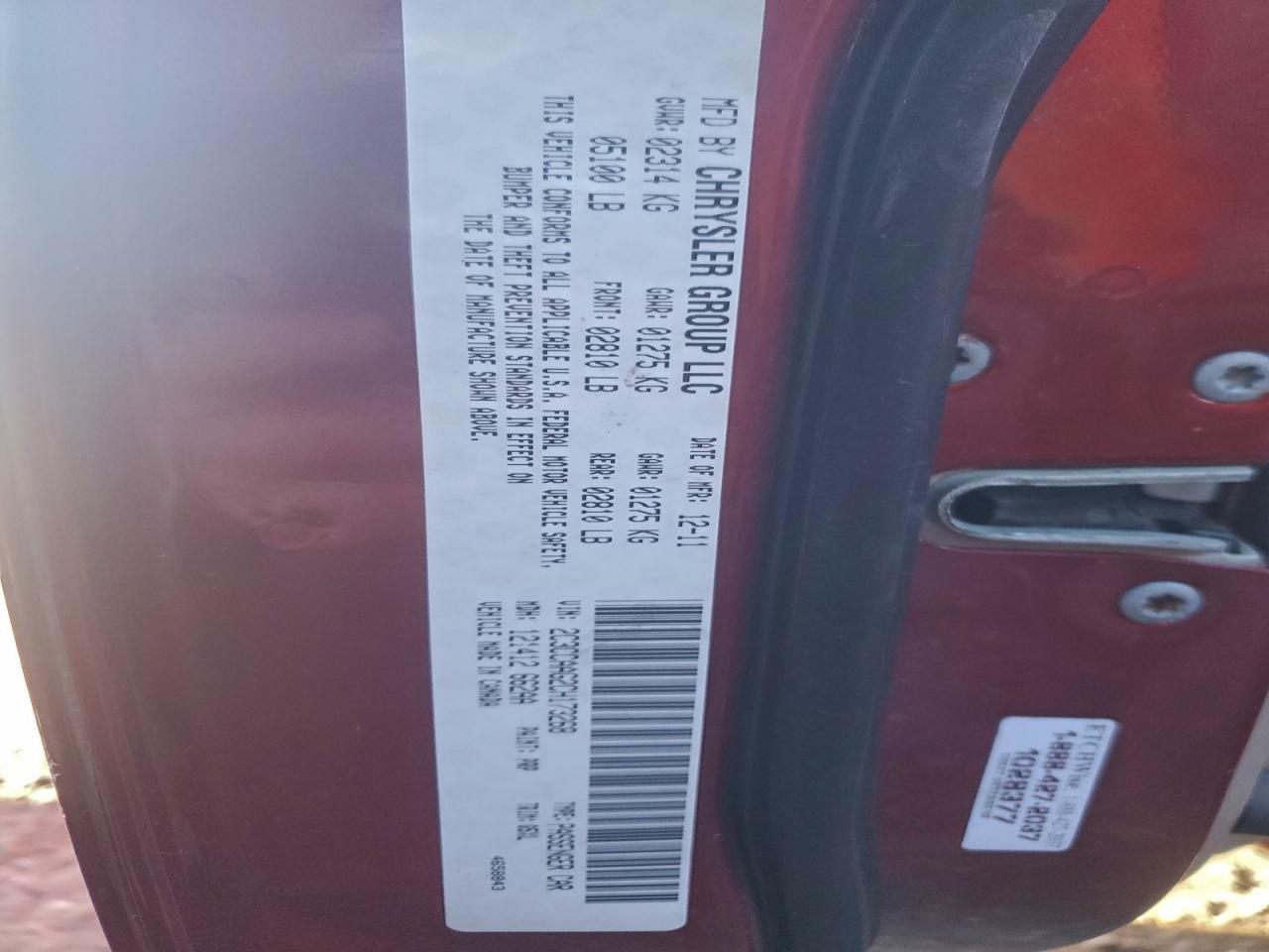 2012 Chrysler 300 VIN: 2C3CCAAG2CH173268 Lot: 94248965