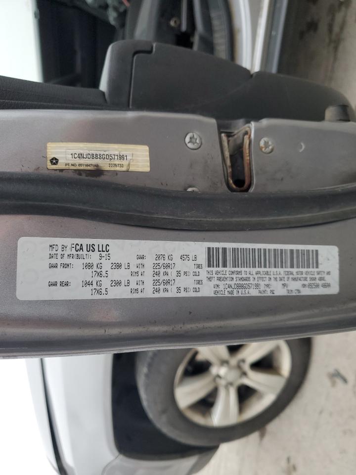 2016 Jeep Compass Sport VIN: 1C4NJDBB8GD571991 Lot: 93671215