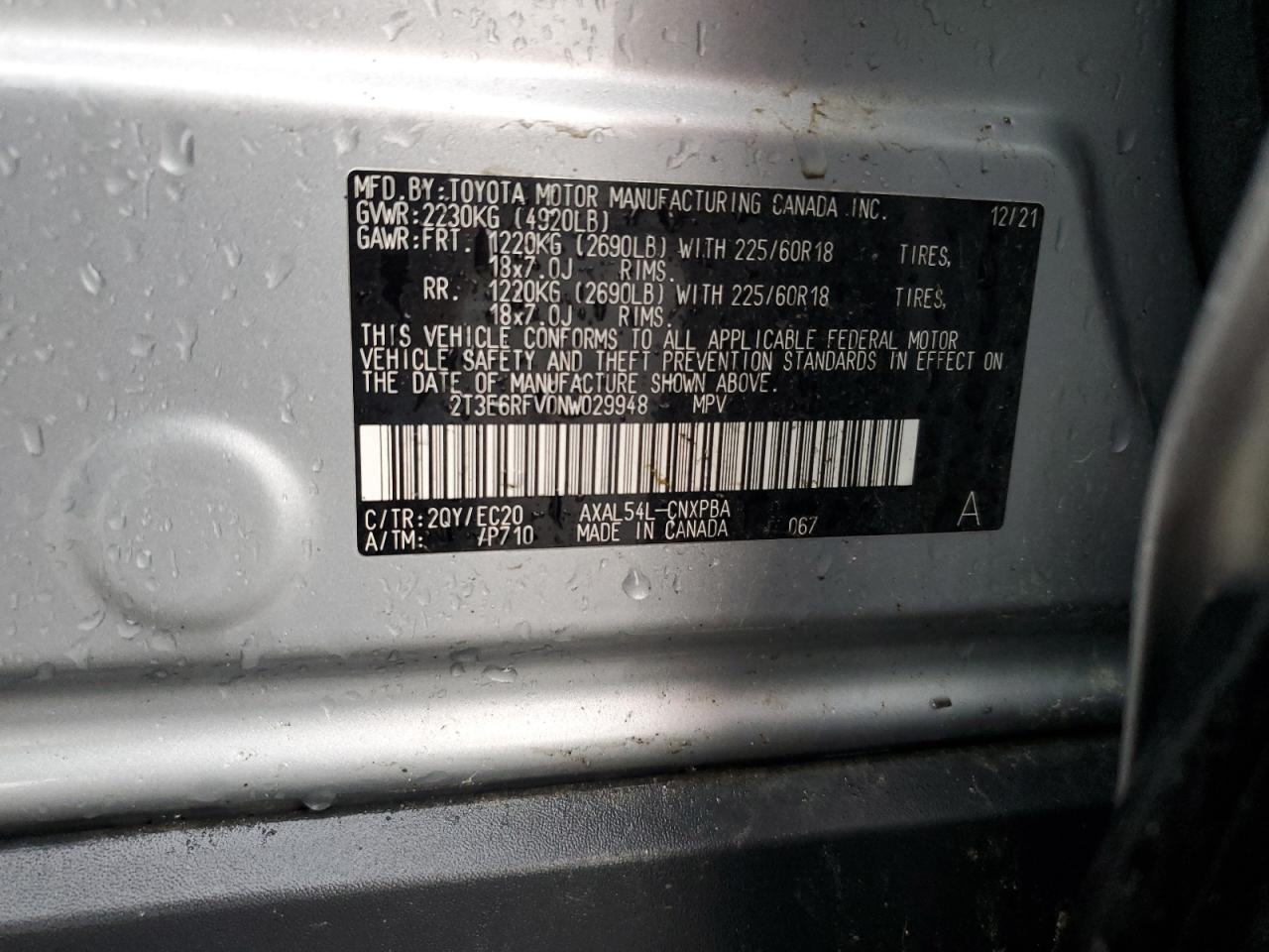 2022 Toyota Rav4 Xse VIN: 2T3E6RFV0NW029948 Lot: 91493555