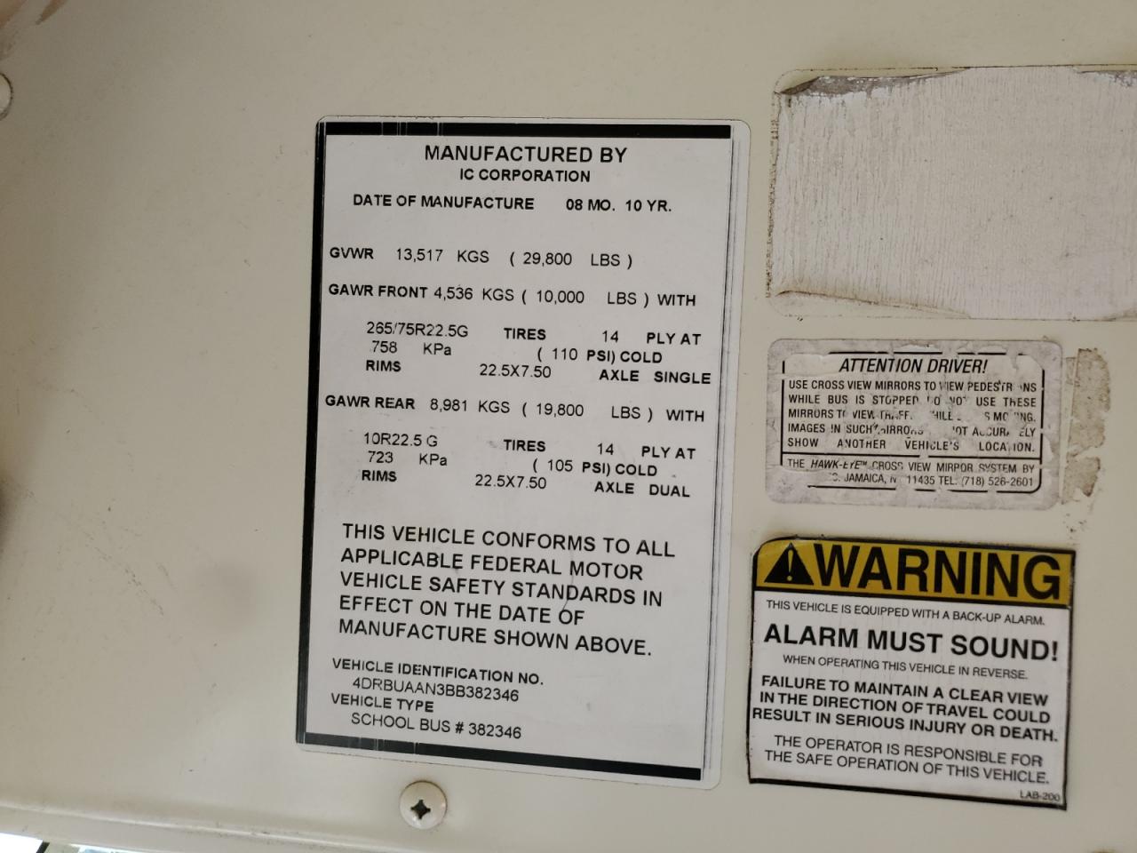 2011 Ic Corporation 3000 Ce VIN: 4DRBUAAN3BB382346 Lot: 91450975