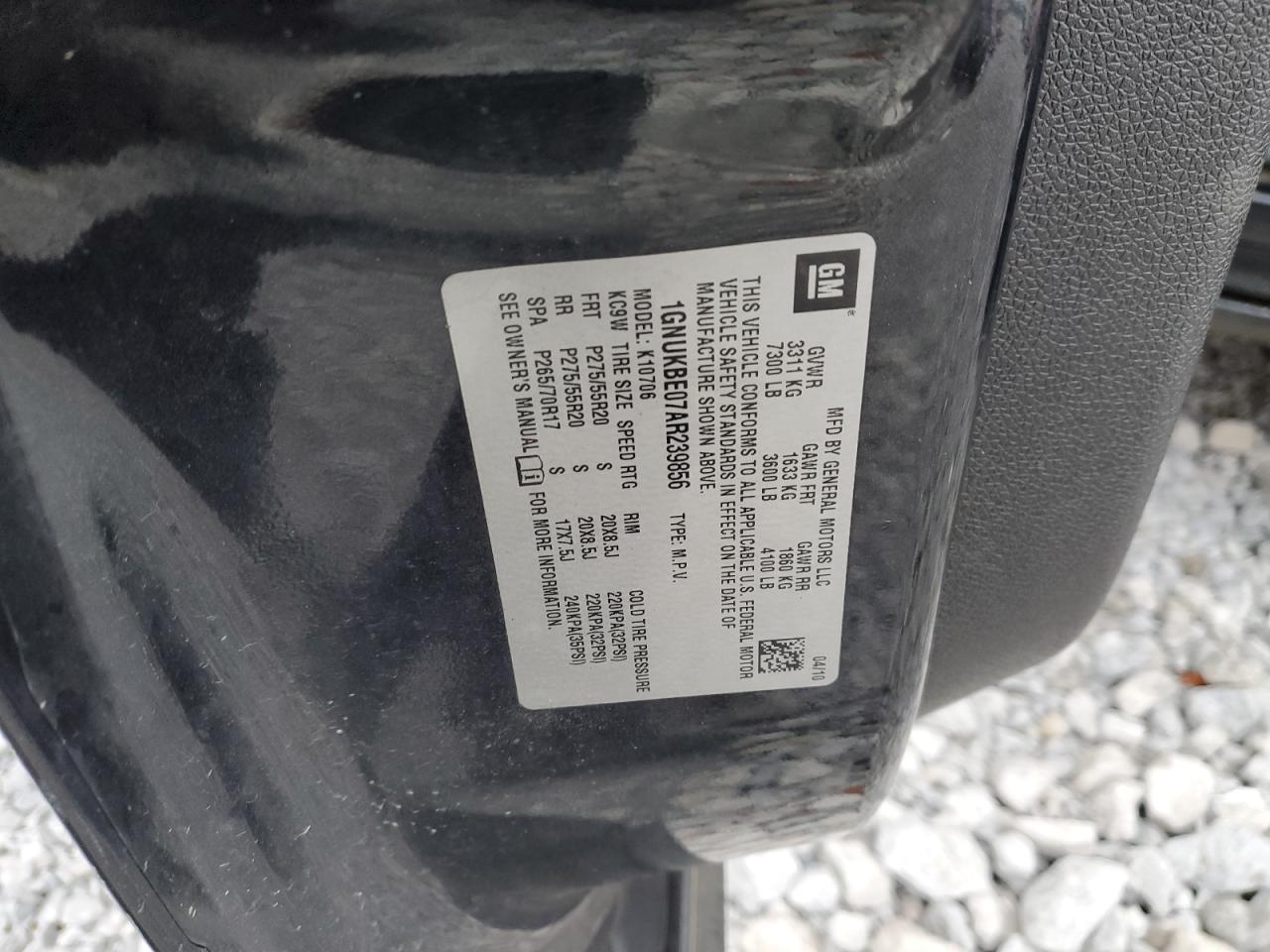 2010 Chevrolet Tahoe K1500 Lt VIN: 1GNUKBE07AR239856 Lot: 91823225