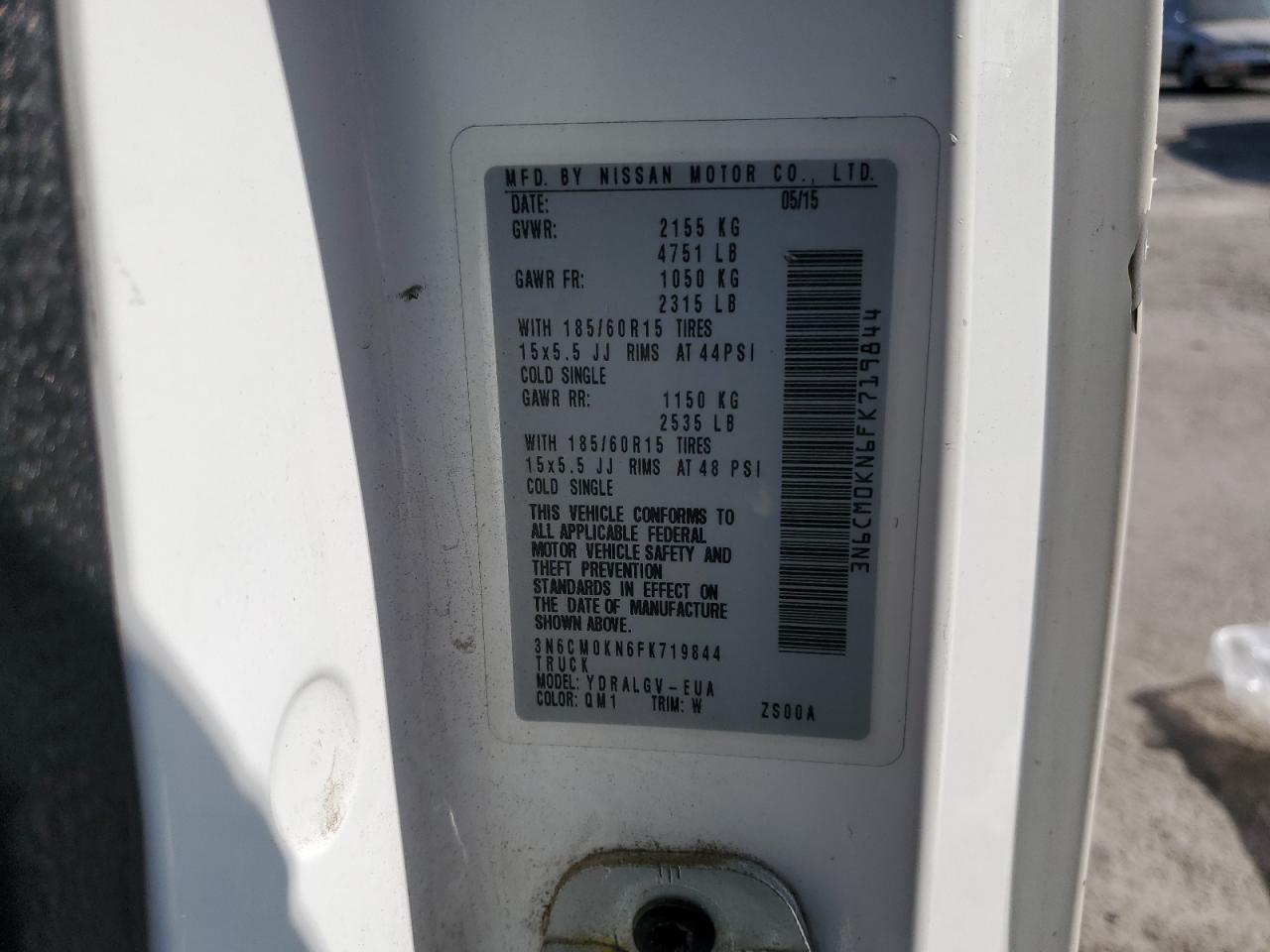 2015 Nissan Nv200 2.5S VIN: 3N6CM0KN6FK719844 Lot: 91610995