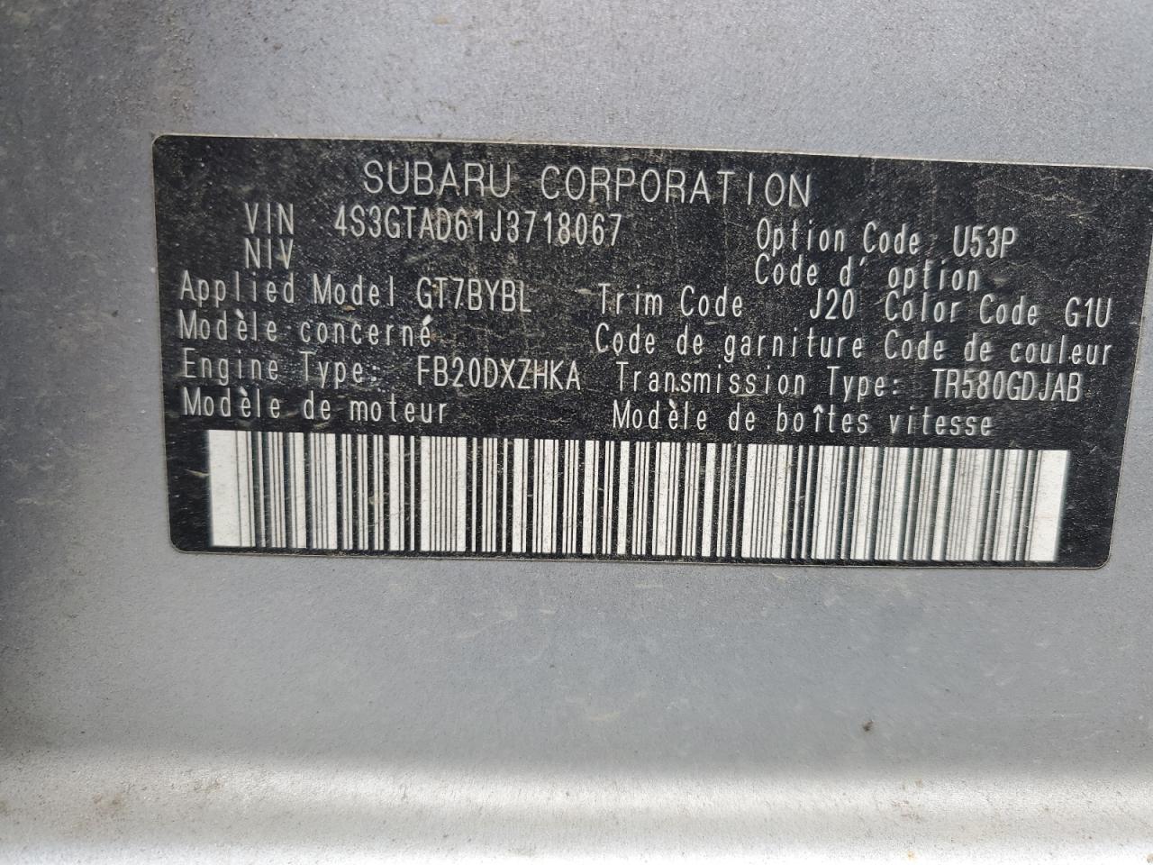 2018 Subaru Impreza Premium Plus VIN: 4S3GTAD61J3718067 Lot: 92697585