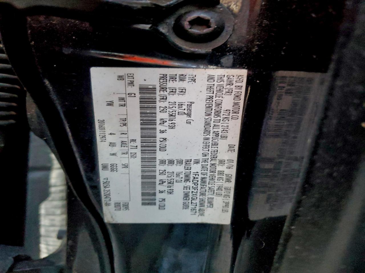 2016 Ford Focus Se VIN: 1FADP3F2XGL271671 Lot: 94609625