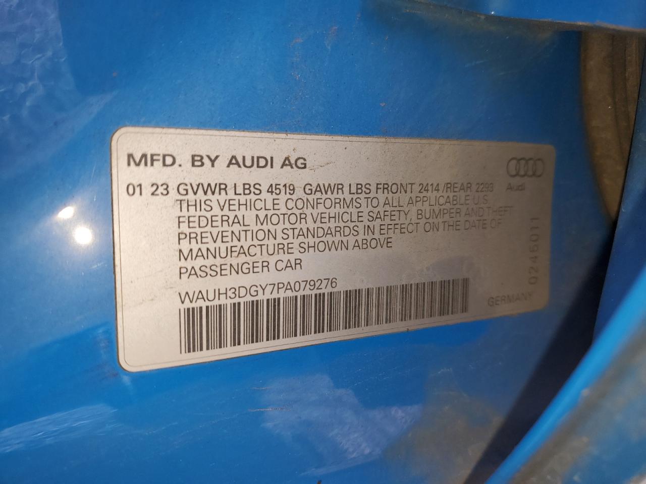 2023 Audi S3 Premium Plus VIN: WAUH3DGY7PA079276 Lot: 91137665