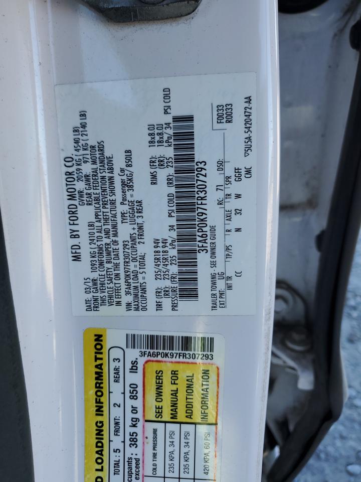 2015 Ford Fusion Titanium VIN: 3FA6P0K97FR307293 Lot: 92318065