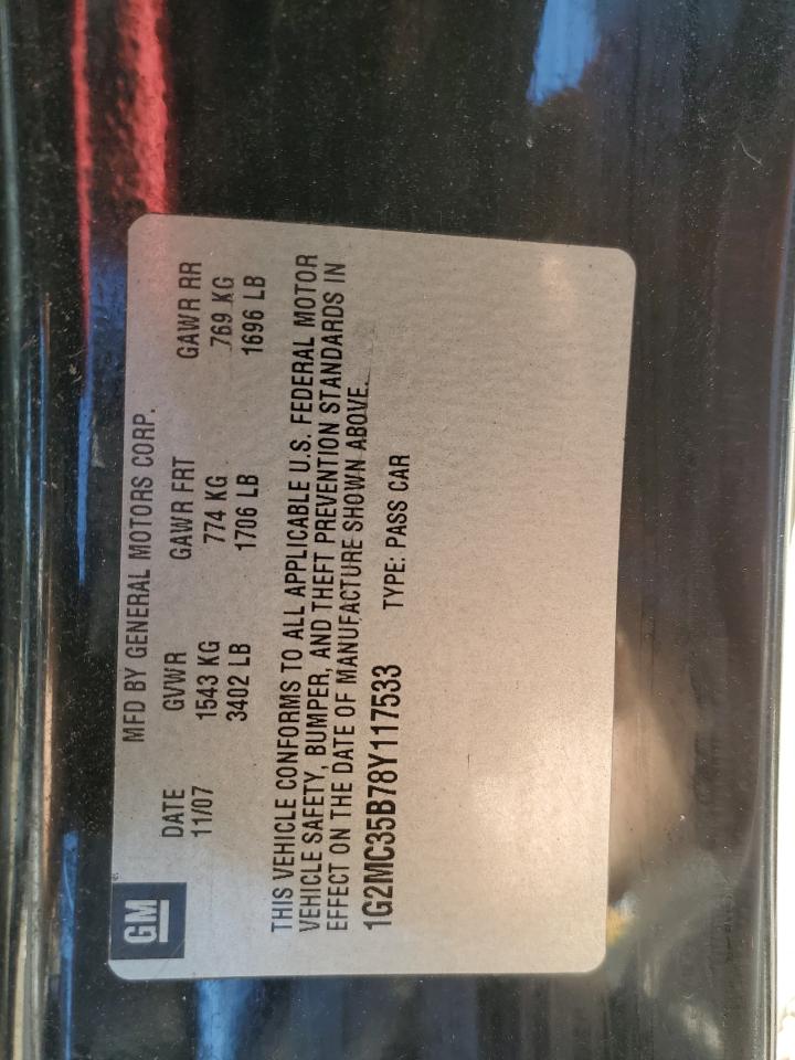 2008 Pontiac Solstice VIN: 1G2MC35B78Y117533 Lot: 92302285