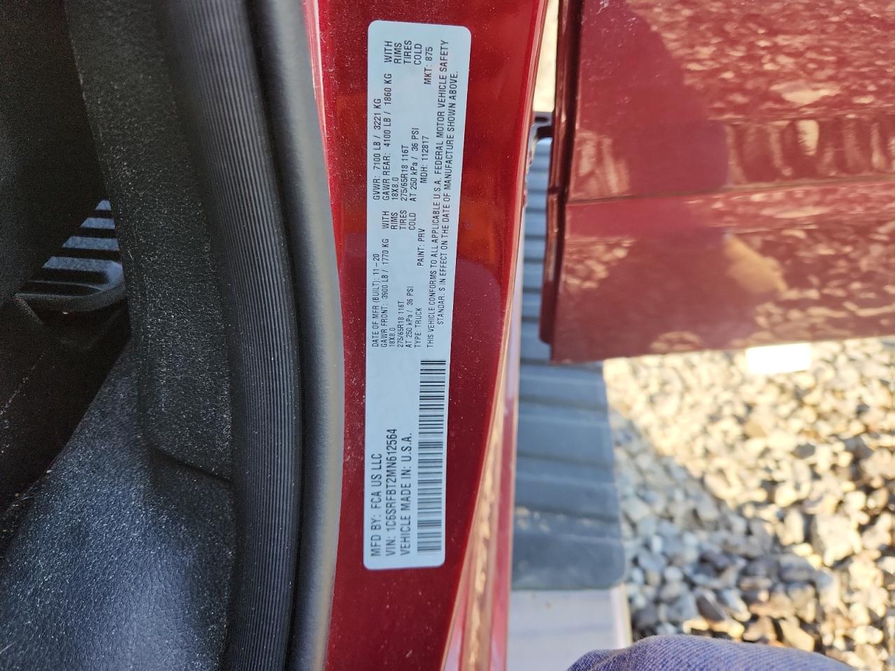 2021 Ram 1500 Big Horn/Lone Star VIN: 1C6SRFBT2MN612564 Lot: 92941315