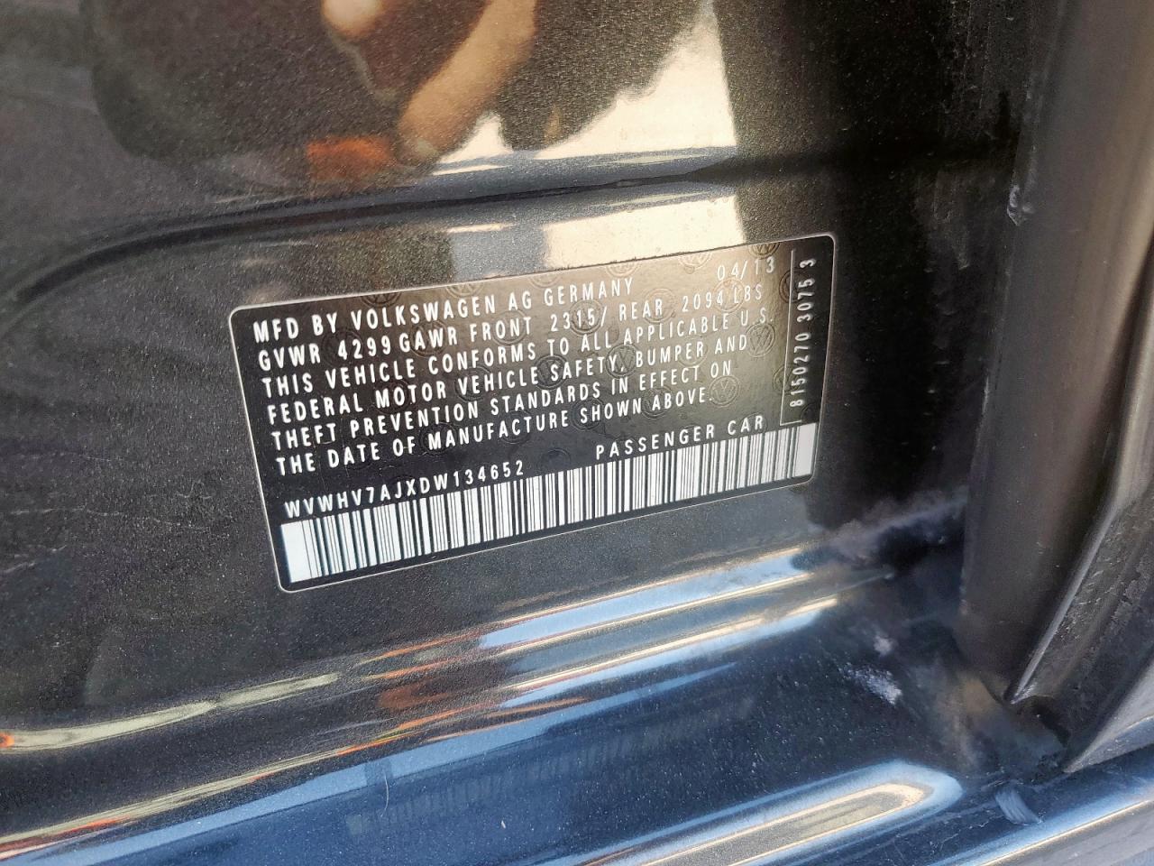 2013 Volkswagen Gti VIN: WVWHV7AJXDW134652 Lot: 92438385