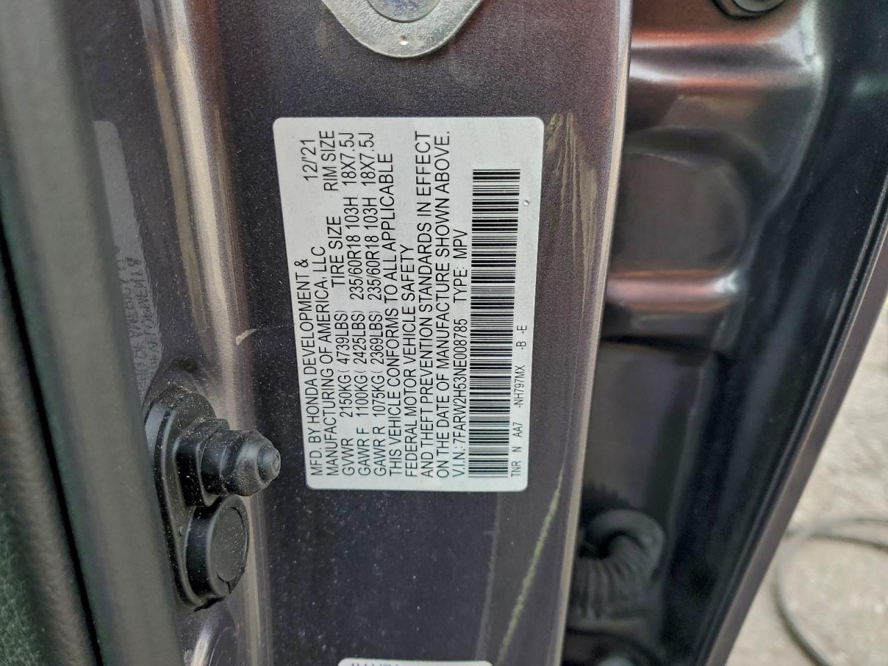 2022 Honda Cr-V Ex VIN: 7FARW2H53NE008785 Lot: 93892465