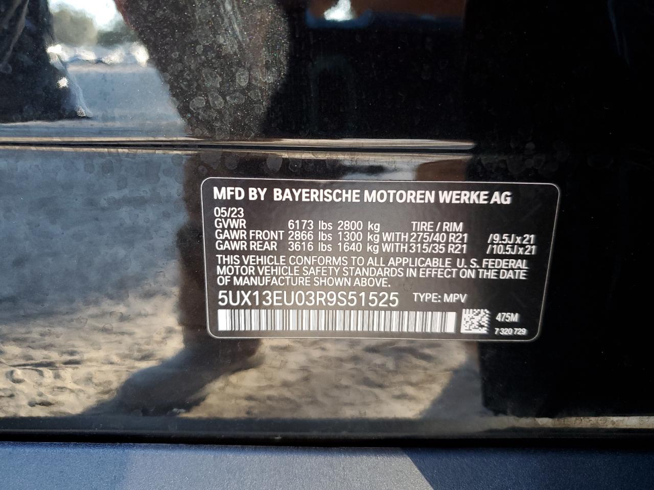 2024 BMW X5 Sdrive 40I VIN: 5UX13EU03R9S51525 Lot: 92366555