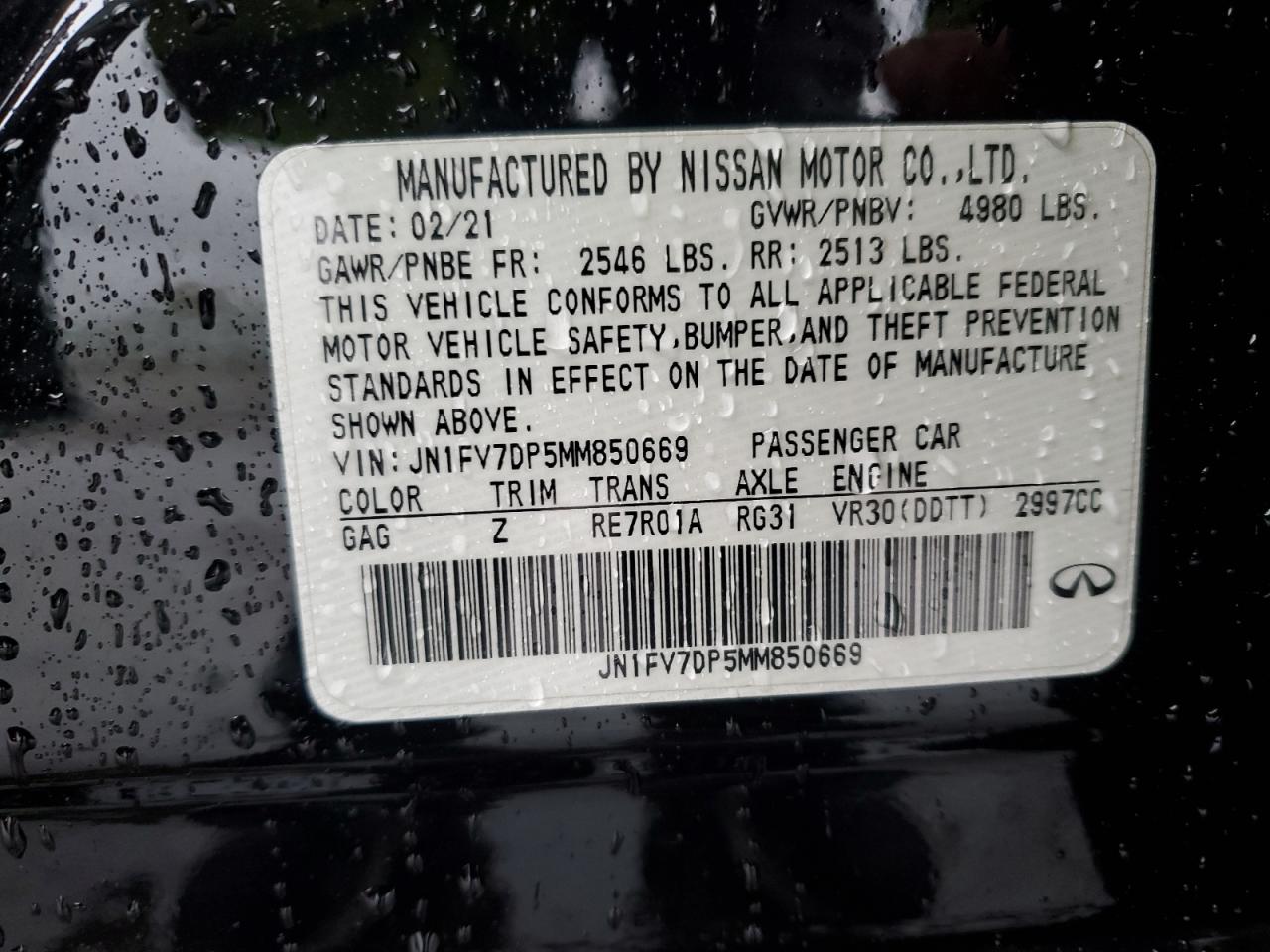 2021 Infiniti Q50 Red Sport 400 VIN: JN1FV7DP5MM850669 Lot: 93090725