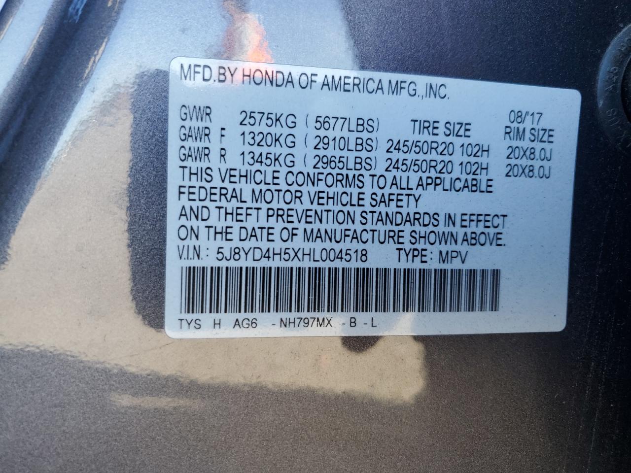 2017 Acura Mdx Technology VIN: 5J8YD4H5XHL004518 Lot: 91512645