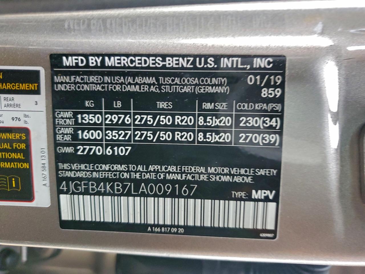 2020 Mercedes-Benz Gle 350 4Matic VIN: 4JGFB4KB7LA009167 Lot: 93450245