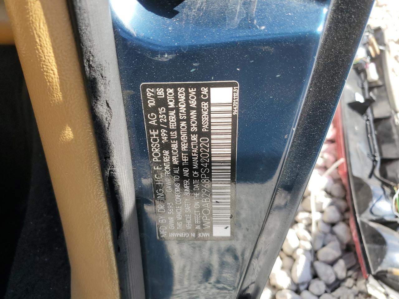 1993 Porsche 911 Carrera 2 VIN: WP0AB2968PS420220 Lot: 93040885