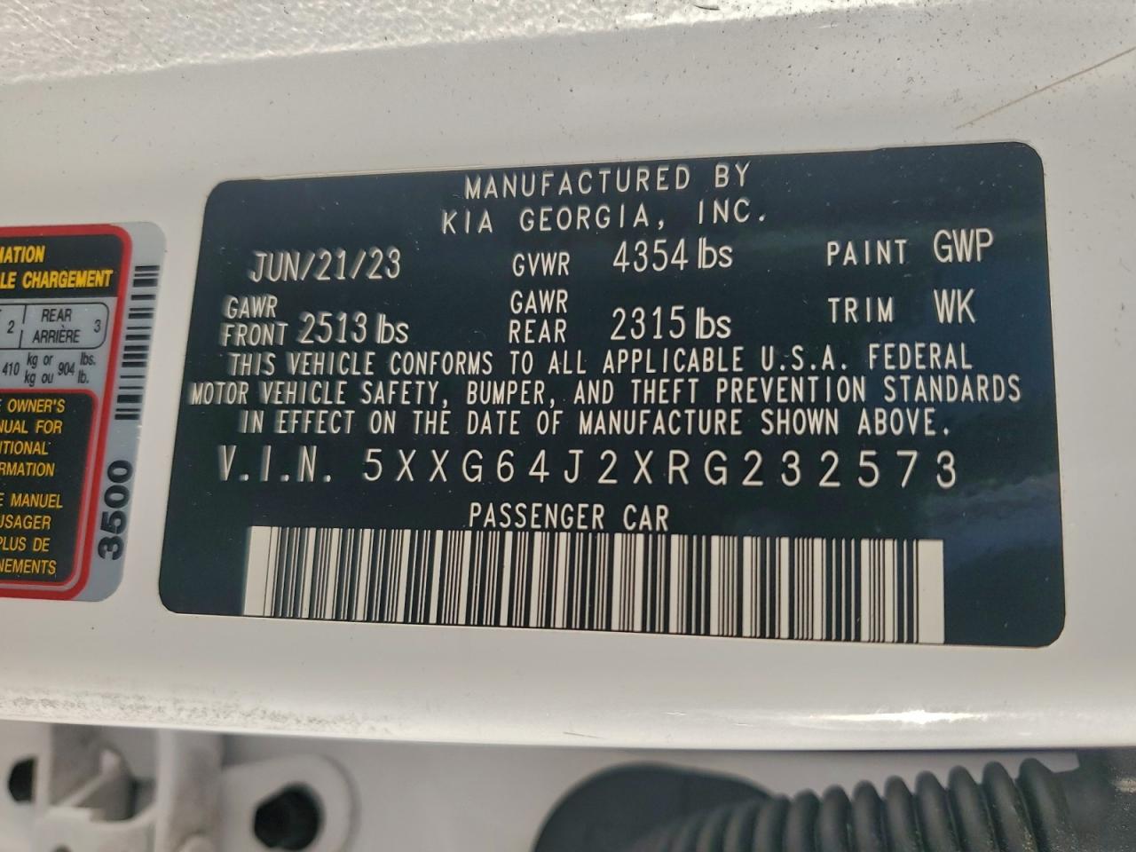 2024 Kia K5 Gt Line VIN: 5XXG64J2XRG232573 Lot: 94107765