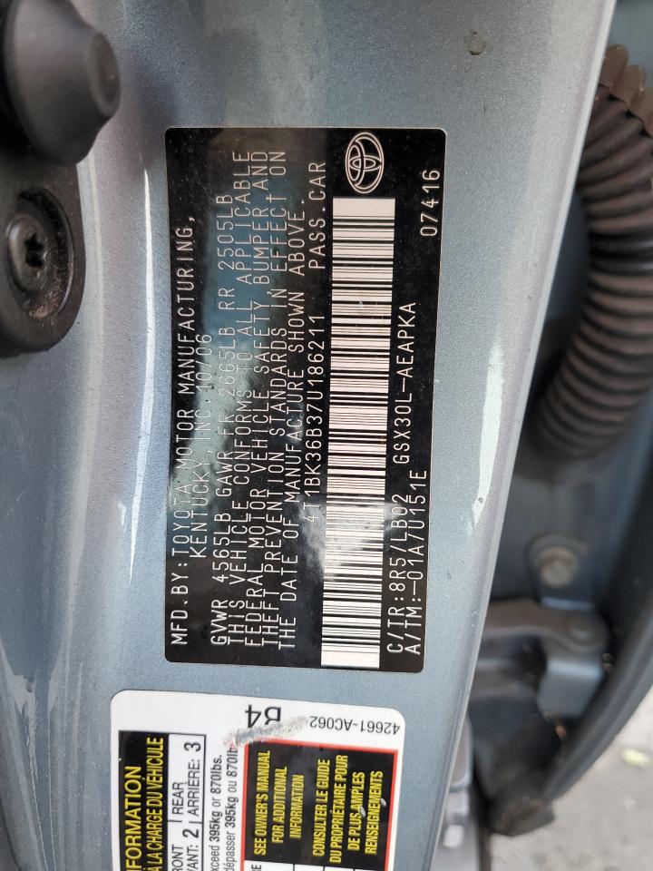 2007 Toyota Avalon Xl VIN: 4T1BK36B37U186211 Lot: 93187355