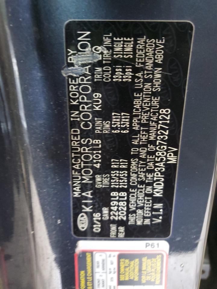 2016 Kia Soul + VIN: KNDJP3A58G7327128 Lot: 92398745