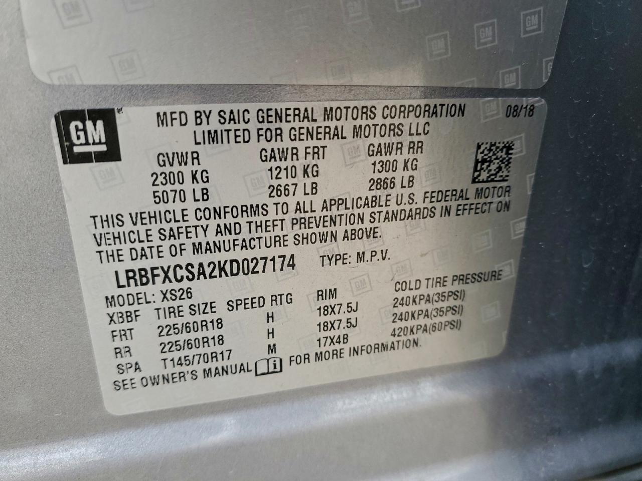 2019 Buick Envision Essence VIN: LRBFXCSA2KD027174 Lot: 93685225