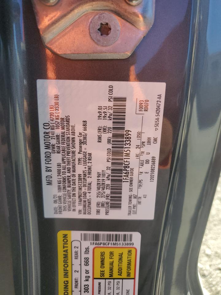 2021 Ford Mustang Gt VIN: 1FA6P8CF1M5133899 Lot: 91695185