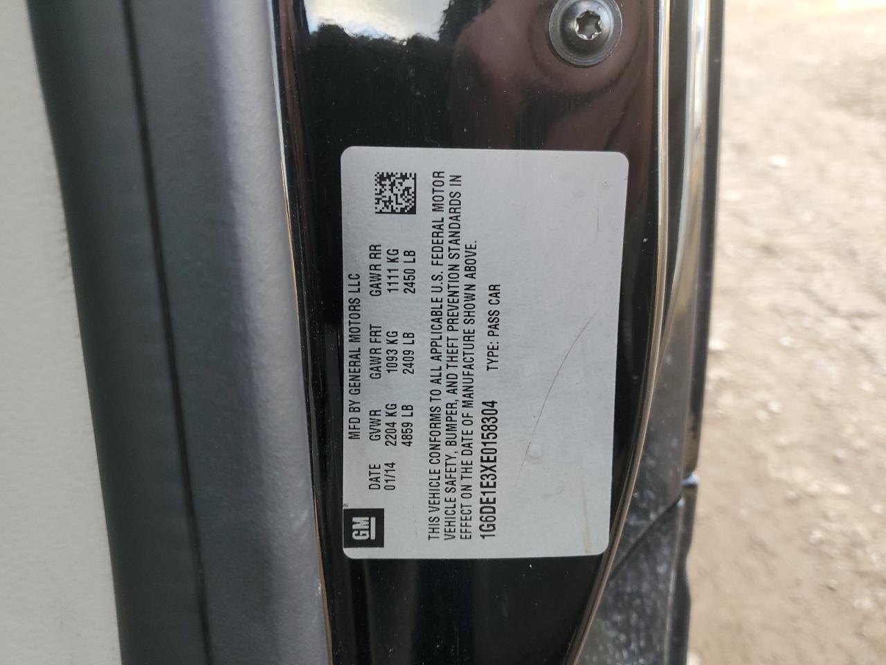 2014 Cadillac Cts VIN: 1G6DE1E3XE0158304 Lot: 92485265