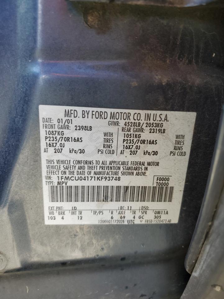 2001 Ford Escape Xlt VIN: 1FMCU04171KF93748 Lot: 91255575