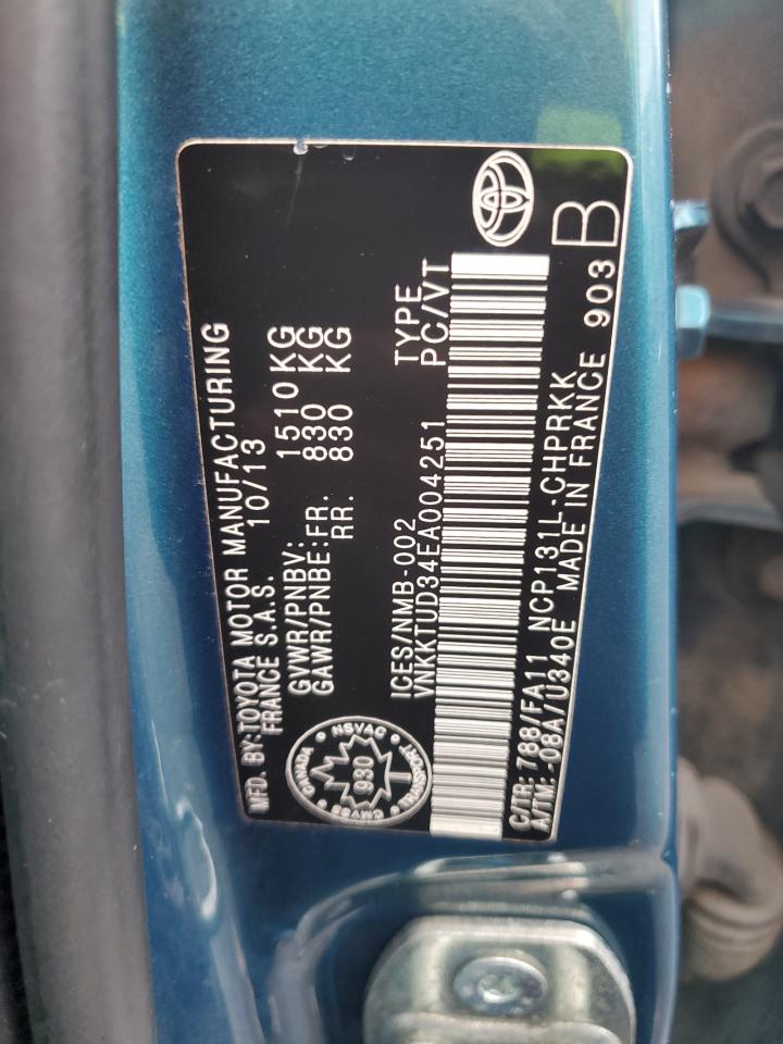 2014 Toyota Yaris VIN: VNKKTUD34EA004251 Lot: 92886635