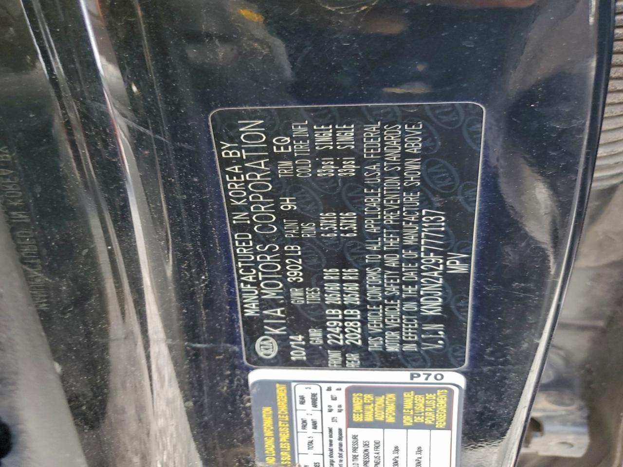 2015 Kia Soul VIN: KNDJN2A29F7771137 Lot: 94782525