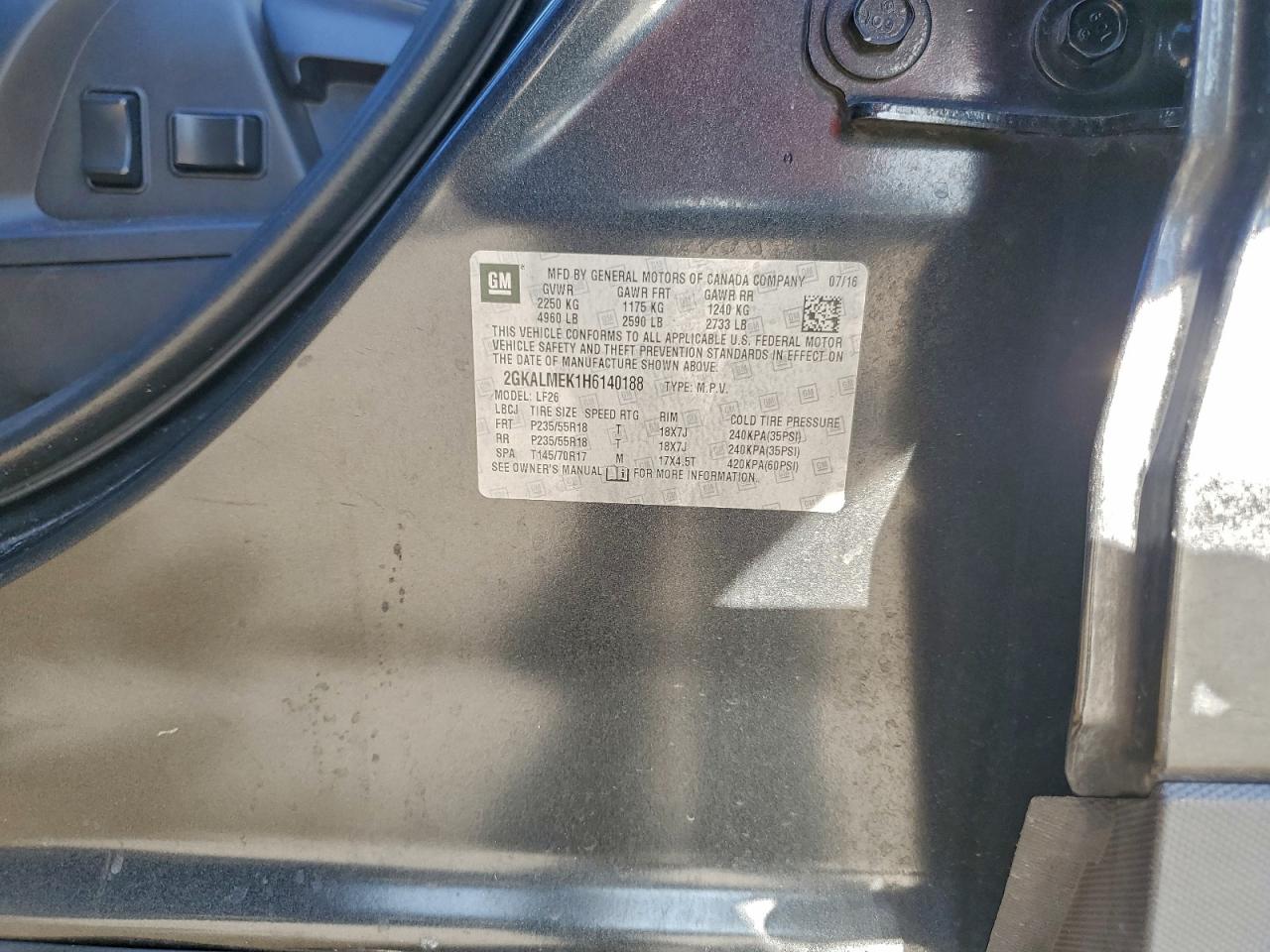 2017 GMC Terrain Sle VIN: 2GKALMEK1H6140188 Lot: 94084095