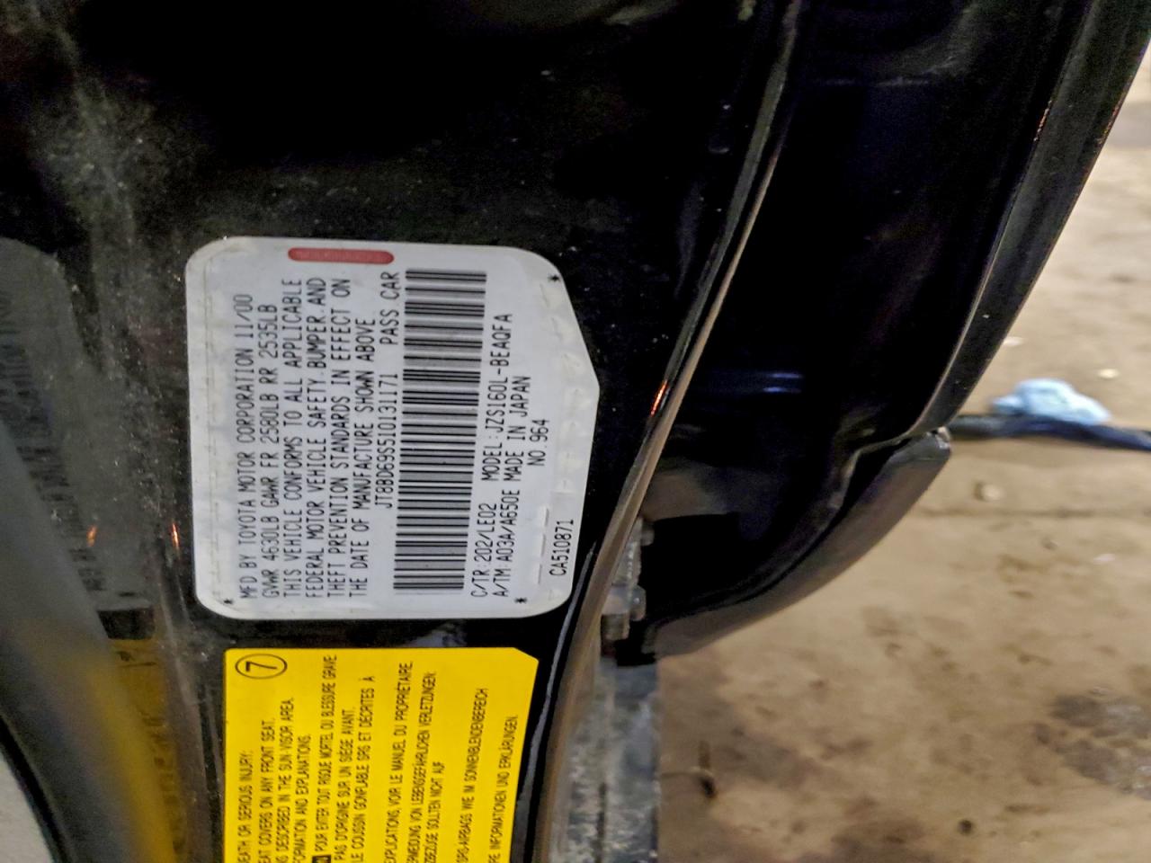 2001 Lexus Gs 300 VIN: JT8BD69S510131171 Lot: 93728635