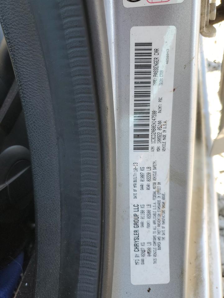 2014 Dodge Avenger Se VIN: 1C3CDZAB0EN147598 Lot: 92938275