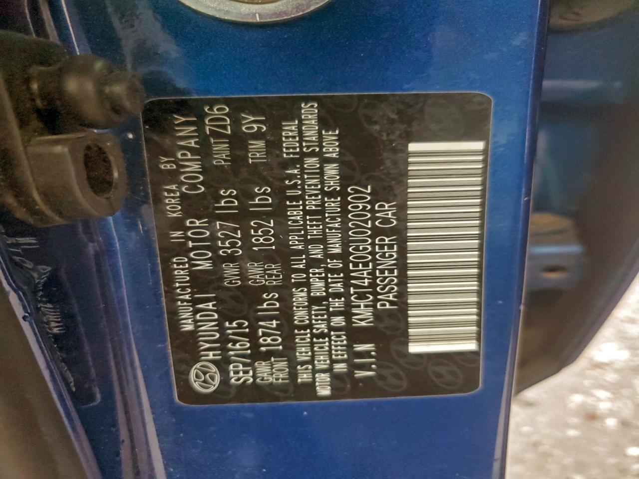 2016 Hyundai Accent Se VIN: KMHCT4AE0GU020902 Lot: 93024705