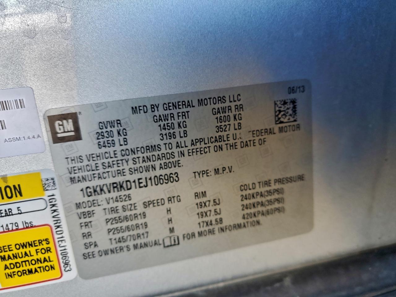 2014 GMC Acadia Slt-1 VIN: 1GKKVRKD1EJ106963 Lot: 94485345