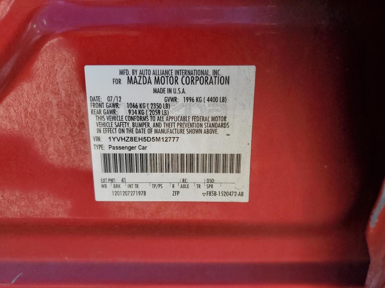 2013 Mazda 6 Touring Plus VIN: 1YVHZ8EH5D5M12777 Lot: 92280855