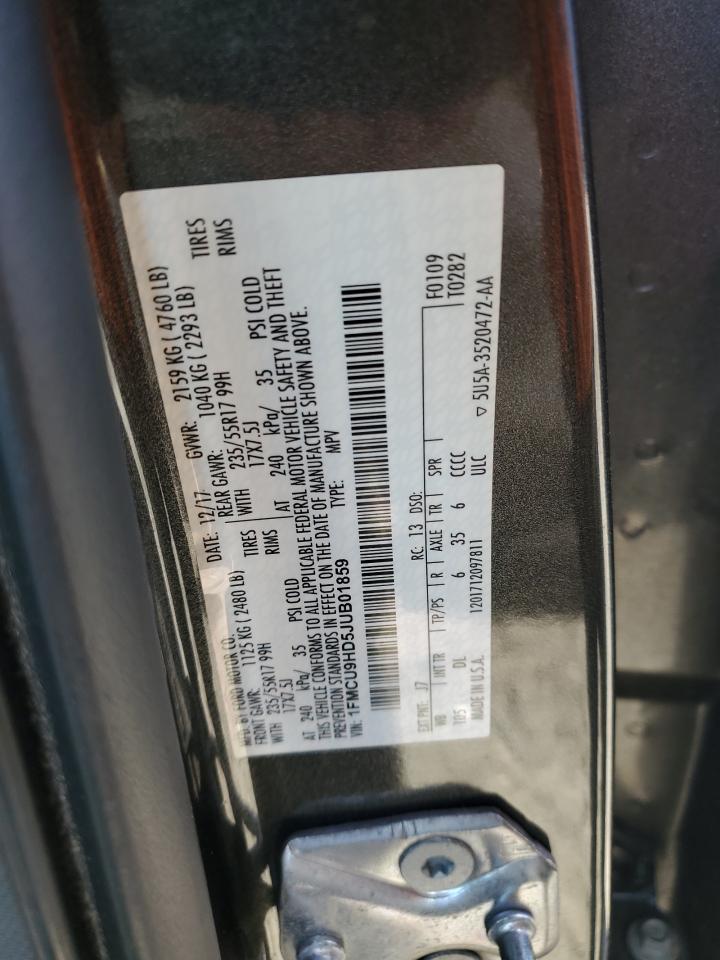 2018 Ford Escape Sel VIN: 1FMCU9HD5JUB01859 Lot: 92183855