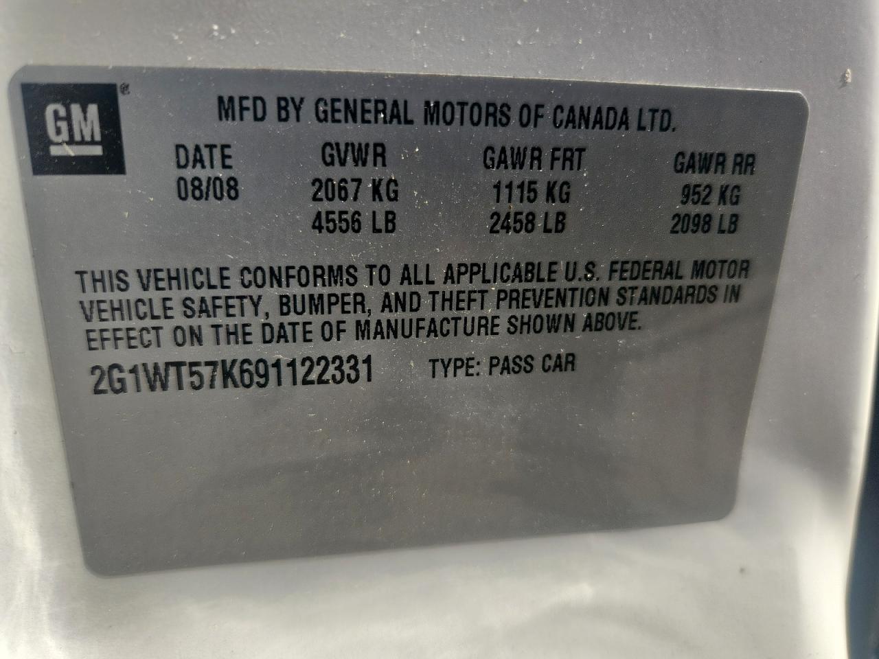 2009 Chevrolet Impala 1Lt VIN: 2G1WT57K691122331 Lot: 93024465