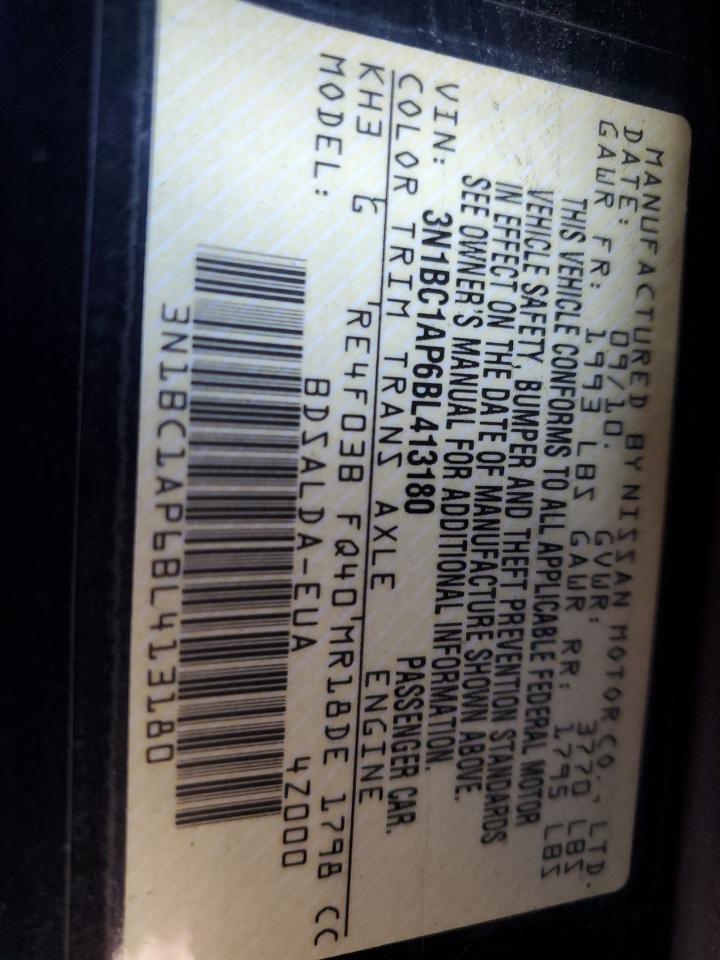 2011 Nissan Versa S VIN: 3N1BC1AP6BL413180 Lot: 91616235