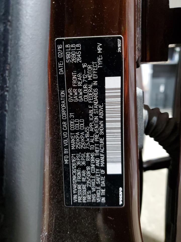 2016 Volvo Xc70 T5 Premier VIN: YV4612NK3G1261671 Lot: 91528385