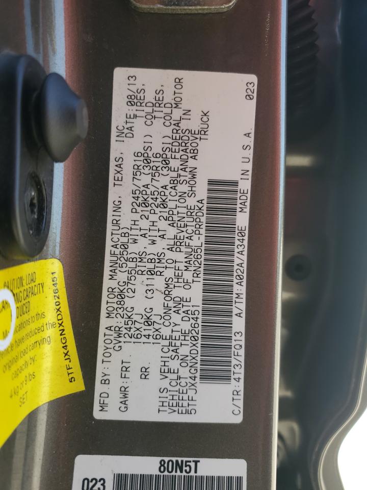 2013 Toyota Tacoma Double Cab VIN: 5TFJX4GNXDX026451 Lot: 93265305