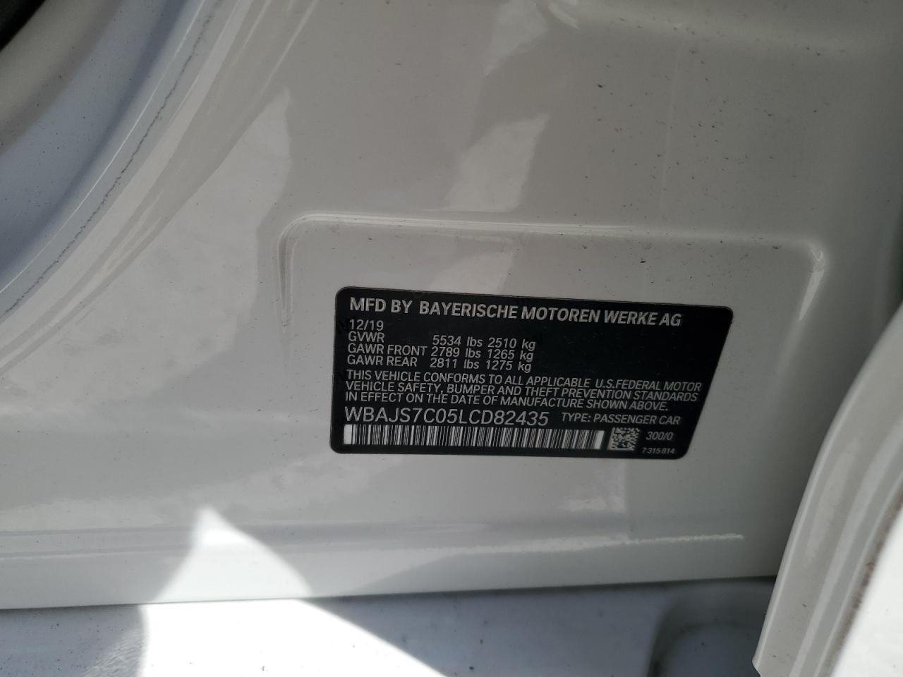 2020 BMW M550Xi VIN: WBAJS7C05LCD82435 Lot: 90617535