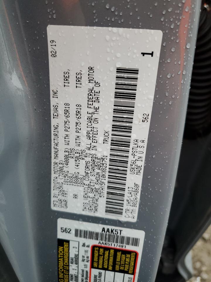 2019 Toyota Tundra Crewmax Limited VIN: 5TFHY5F10KX825751 Lot: 92778555