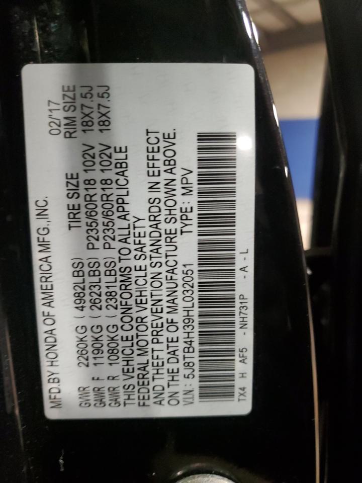 2017 Acura Rdx VIN: 5J8TB4H39HL032051 Lot: 93624525