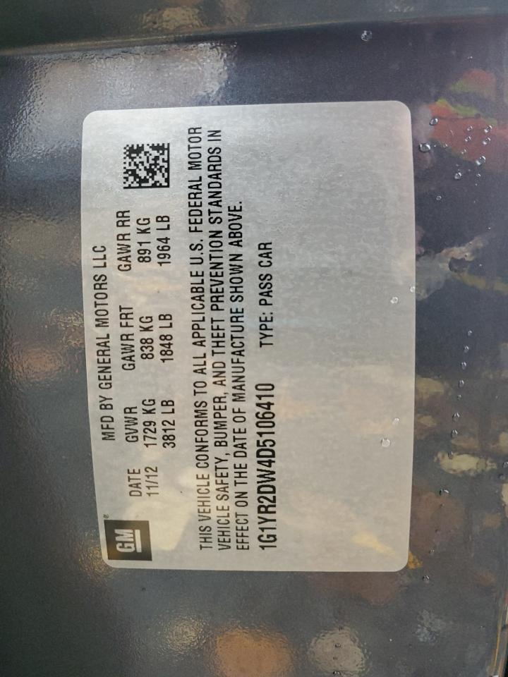 2013 Chevrolet Corvette Grand Sport VIN: 1G1YR2DW4D5106410 Lot: 91695775